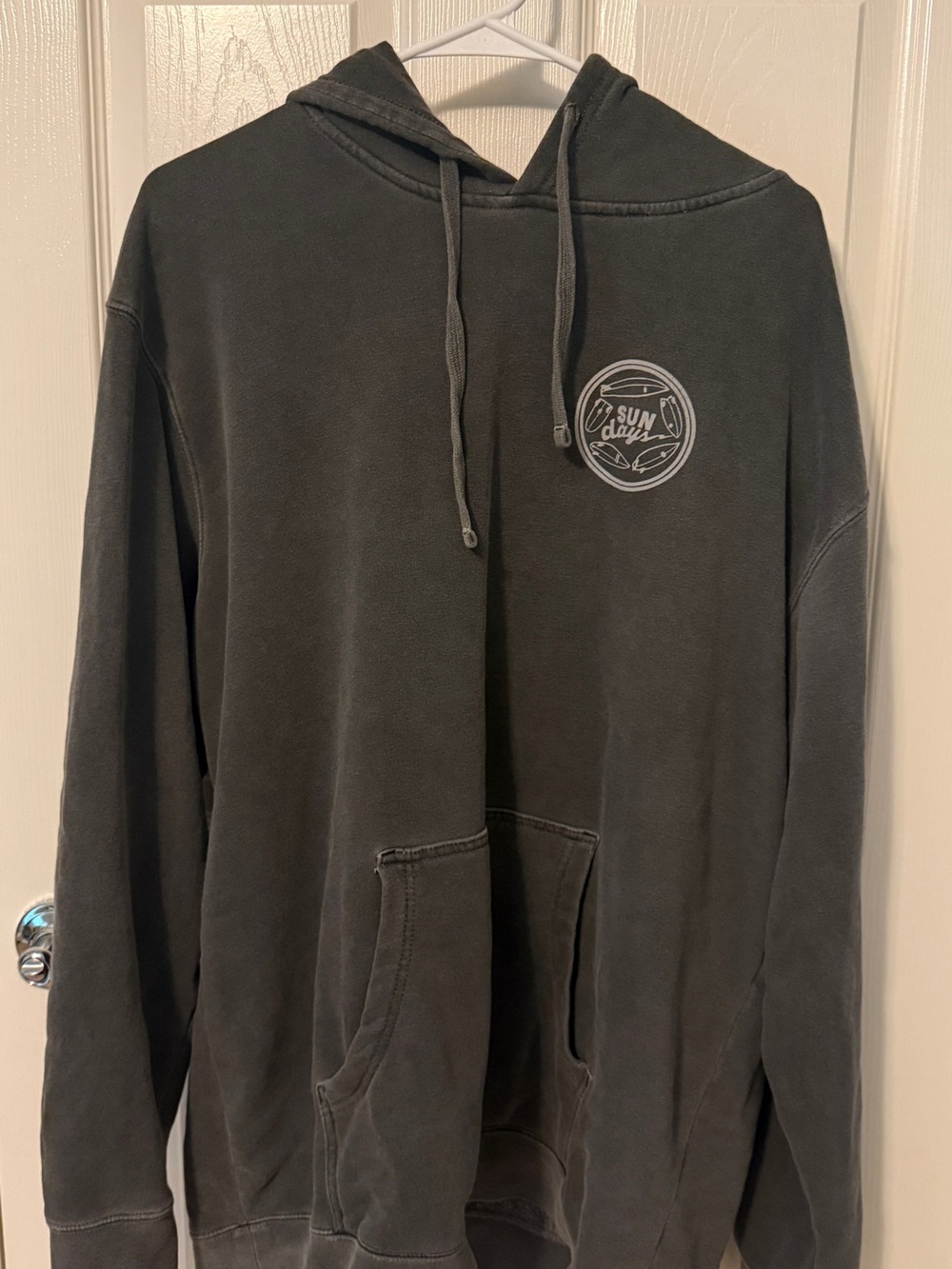 sundays Charcoal Gray Pullover Hoodie with Small Chest Logo